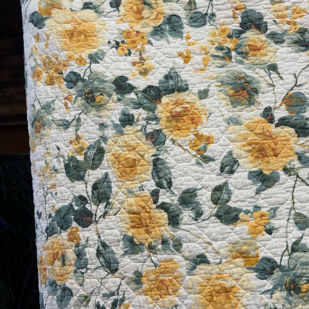 Vintage Martha Stewart Twin Quilt Yellow Roses Reversible Yellow Checker Pattern - Picture 2 of 11